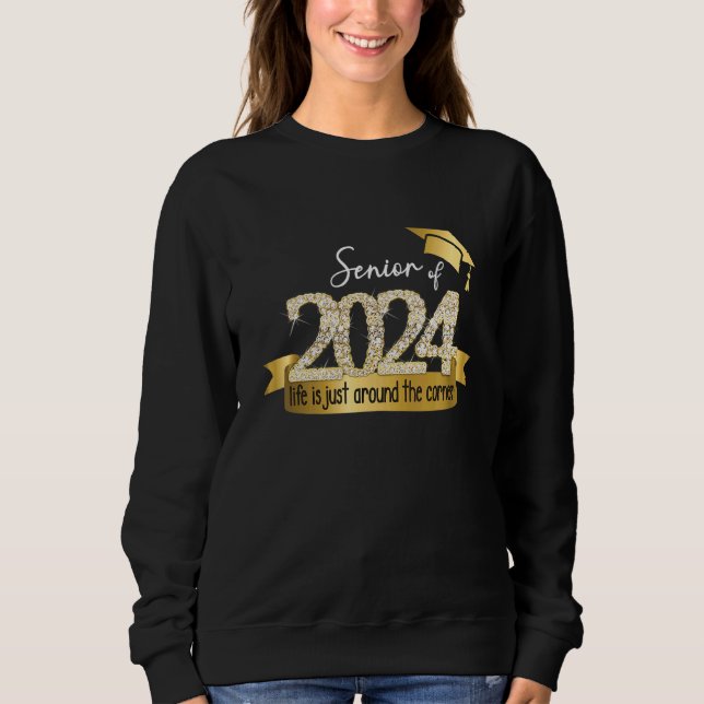 Senior 2024 I Motivational Quote Yellow Black Part Sweatshirt (Vorderseite)