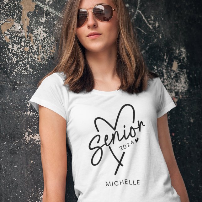 Senior 2024 trendy heart modern T-Shirt (Von Creator hochgeladen)
