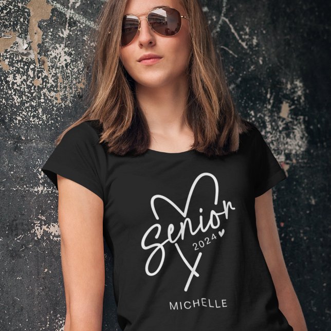 Senior 2024 trendy heart modern T-Shirt (Von Creator hochgeladen)