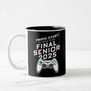 Senior 2025 Abschlussjahrgang 2025 Gamer Videospie Zweifarbige Tasse