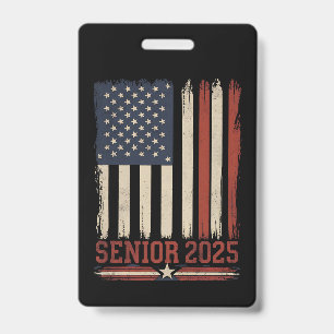 Senior 2025 American Flag USA Abschluss Class of Ausweis