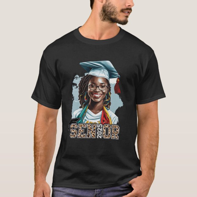 Senior 2025 Black Girl Abschluss Class of 2025 Le T-Shirt (Vorderseite)