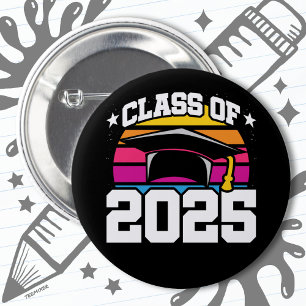 Senior 2025 Class of 2025 Abschluss Retro Sunset Button