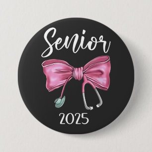 Senior 2025 Coquette Class of 2025 Pink Bows Button