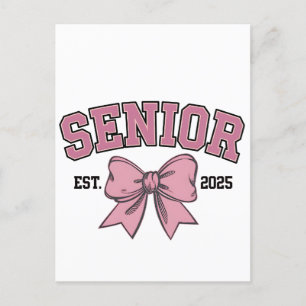 Senior 2025 Coquette Class of 2025 Pink Bows Feiertagspostkarte