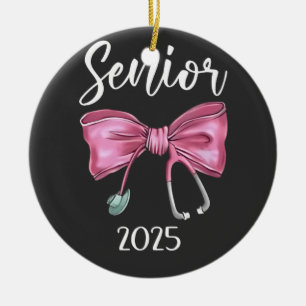 Senior 2025 Coquette Class of 2025 Pink Bows Keramik Ornament