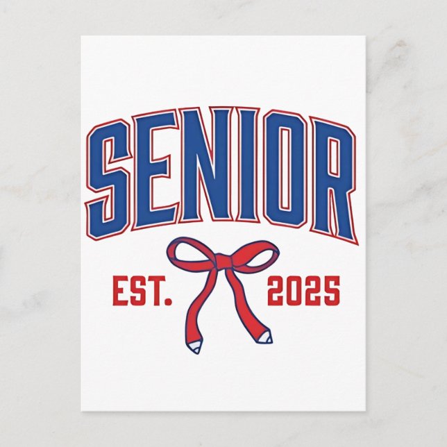 Senior 2025 Coquette Class of 2025 Pink Bows Postkarte (Vorderseite)
