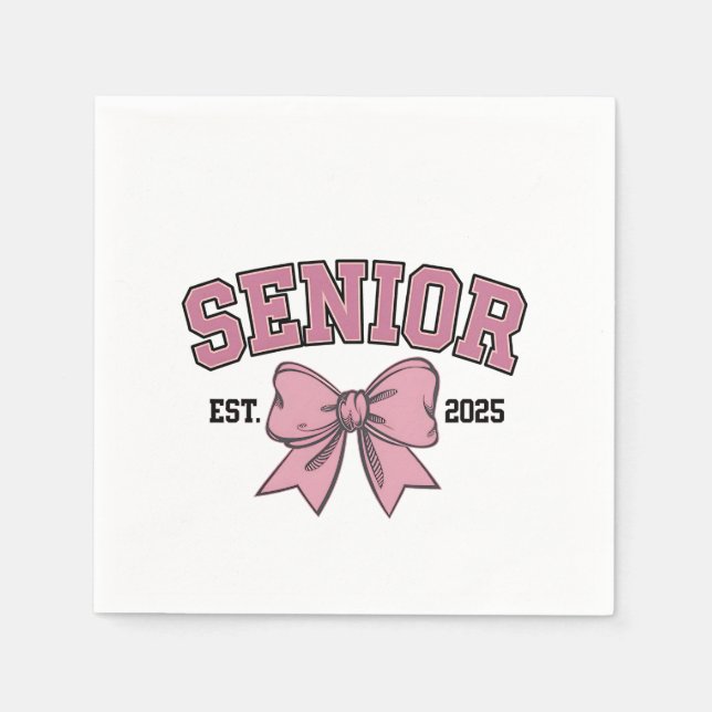 Senior 2025 Coquette Class of 2025 Pink Bows Serviette (Vorderseite)
