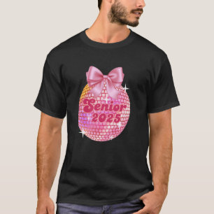 Senior 2025 Coquette Disco Ball Pink Bows Zurück T-Shirt
