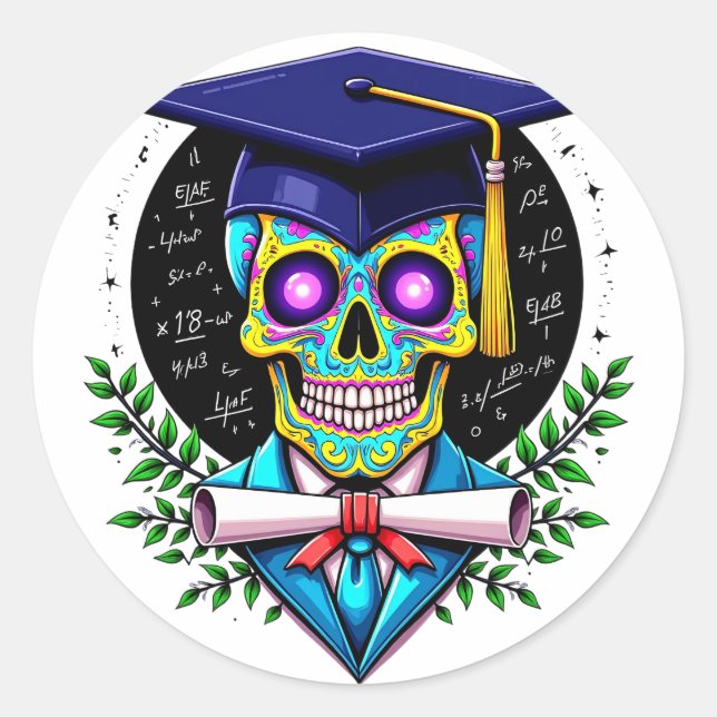 Senior 2025 Graduated Skeleton 2025 Abschluss Runder Aufkleber (Vorderseite)