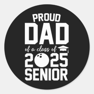 Senior 2025 Proud Vater einer Cl von 2025 Bowling  Runder Aufkleber