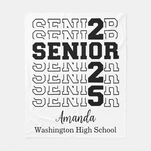 Senior 2025 Velveteen Plush Blanket, Personalisier Fleecedecke (Vorderseite)