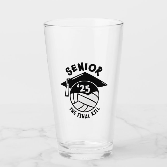 Senior 2025 Volleyball-Abschluss Glas (Vorderseite)