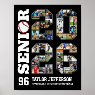 Senior 2026 Baseball-Team-Sportfoto-Collage Poster