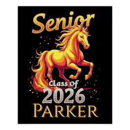 Senior 2026 Class Fire Horse Personalized Glossy Poster