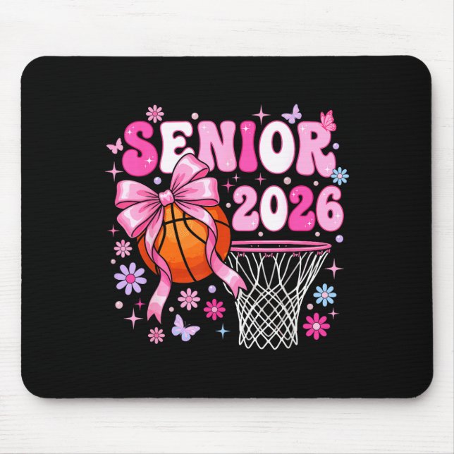 Senior 2026 class of 2026 basketball coquette bow mousepad (Vorne)