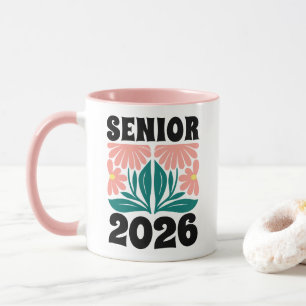 Senior 2026 Custom Retro Groovy Blume Abschluss Tasse