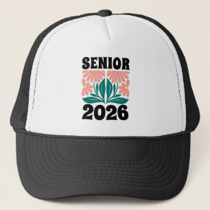 Senior 2026 Custom Retro Groovy Blume Abschluss Truckerkappe