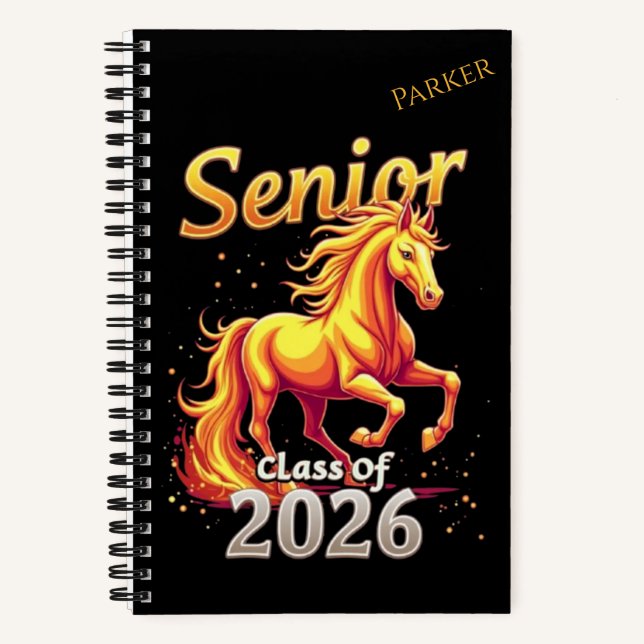 Senior 2026 Fire Horse Chinese Zodiac Personalisie Notizbuch (Vorderseite)