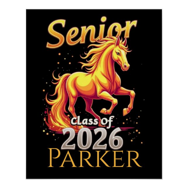 Senior 2026 Fire Horse Chinese Zodiac Personalisie Poster (Vorderseite)