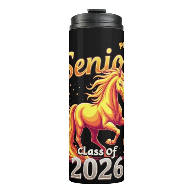 Senior 2026 Fire Horse Chinese Zodiac Personalisie Thermosbecher (Vorderseite)
