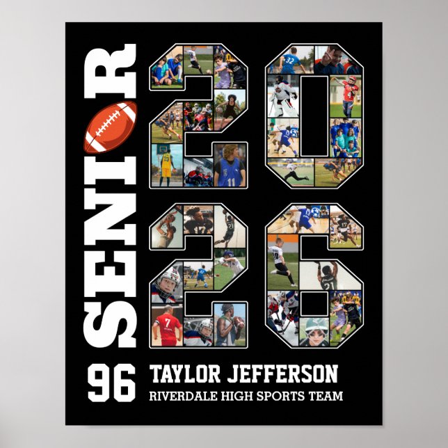 Senior 2026 Fußball-Team-Foto-Collage Poster (Vorne)