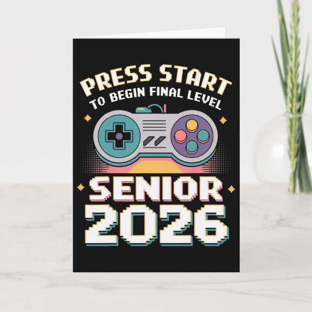 Senior 2026 Gamer-Modus An Drück Start Finallevel  Karte (Vorderseite)
