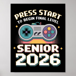 Senior 2026 Gamer-Modus Ein Drück Start Endlevel Poster