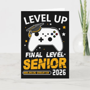 Senior 2026 Level Up Abschlussfeier Absolvent Gami Karte