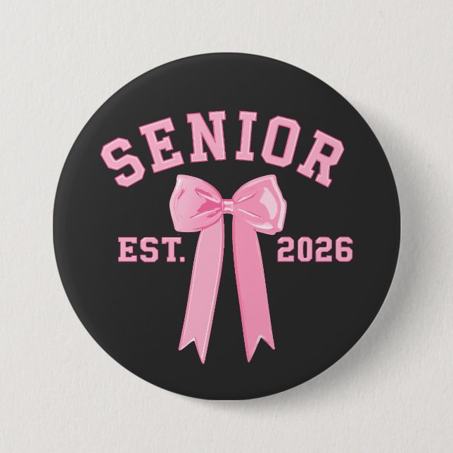 Senior 2026 Pink Bow Button (Vorderseite)