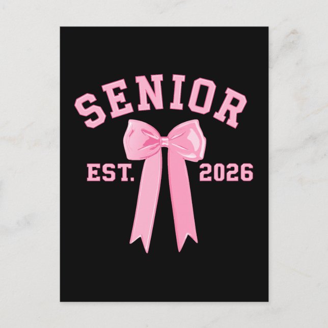 Senior 2026 Pink Bow Postkarte (Vorderseite)