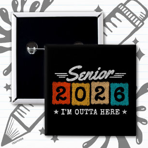 Senior 2026 Retro-Abschlusszitat Mehrfarbig Button