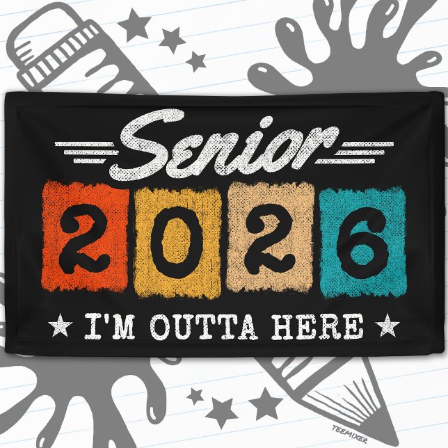 Senior 2026 Retro Graduation Quote Multicolor Banner (Von Creator hochgeladen)