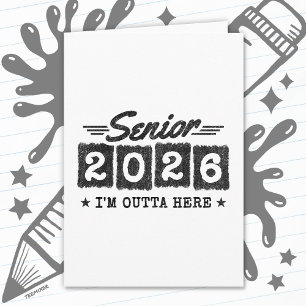 Senior 2026 Vintage-Abschlusszitat Retro-Typografi Karte