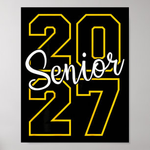 Senior 2027 Abschluss Uni-Schwarz und Gelb auf Poster