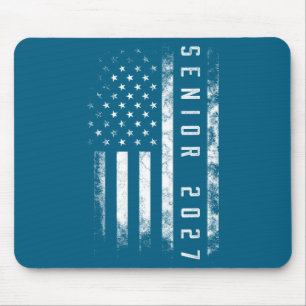 Senior 2027 Amerikanische Flagge USA Grafik Kunst Mousepad