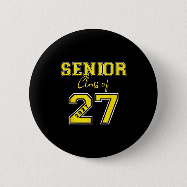 Senior 2027 Gold Jersey Klasse Kunstwerk Button (Vorderseite)