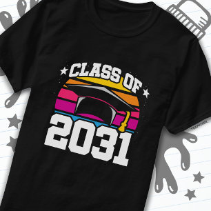 Senior 2031 Class of 2031 Abschluss Retro Sunset T-Shirt