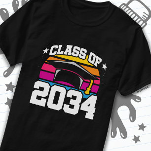Senior 2034 Class of 2034 Abschluss Retro Sunset T-Shirt