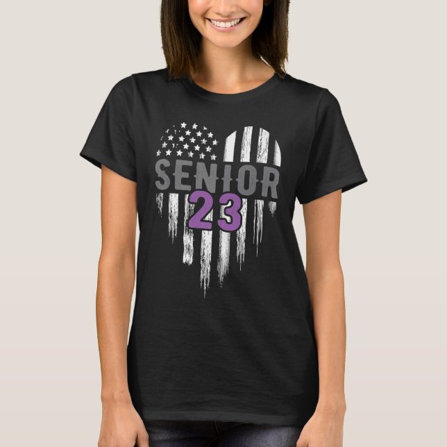 Senior 23 2023 Abschluss Graduate American Flag H T-Shirt (Vorderseite)