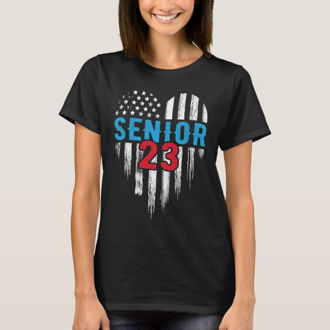 Senior 23 2023 Abschluss Graduate American Flag H T-Shirt (Vorderseite)