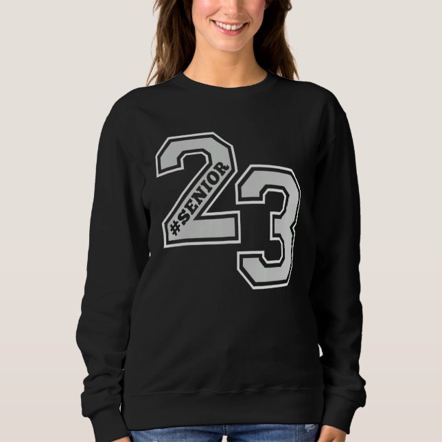 SENIOR 23 SENIOR 2023 RETRO WHITE & GRAY GRAD SWAG SWEATSHIRT (Vorderseite)