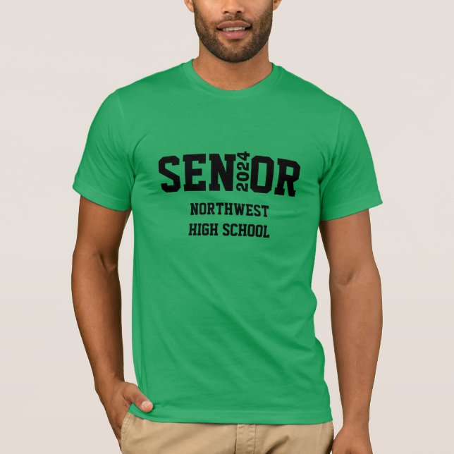 Senior Abschluss Shirt mit Jahr und Schulname (Vorderseite)