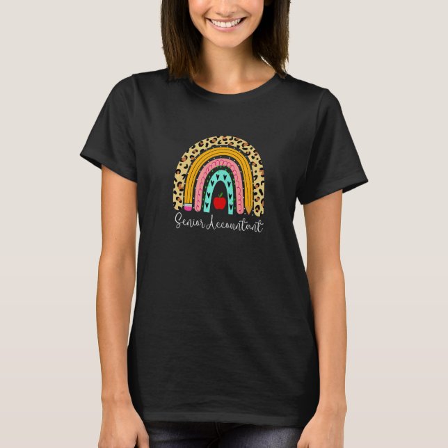 Senior Accountant Leopard Rainbow Accounting Back  T-Shirt (Vorderseite)