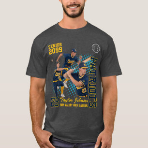 Senior Baseball Spieler Individuelle Fotocollage B T-Shirt