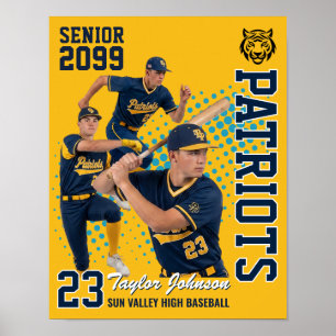 Senior Baseballspieler benutzerdefinierte Fotocoll Poster