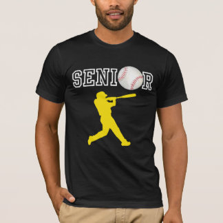 Senior Baseballspieler mit gelber Silhouette T-Shirt