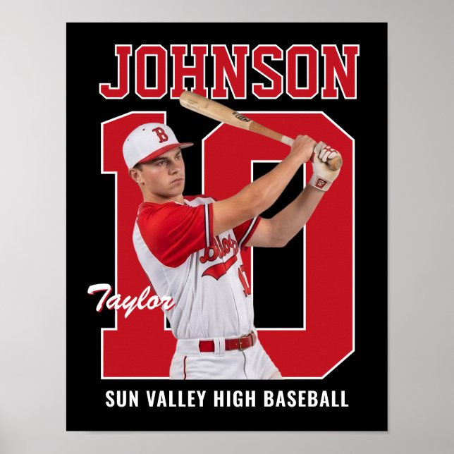 Senior Baseballspieler Nummer Benutzerdefiniertes  Poster (Vorne)