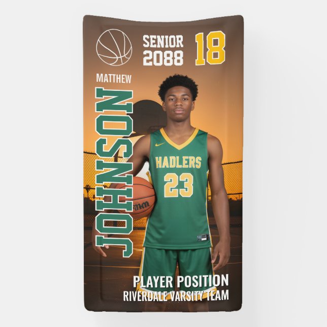 Senior Basketball Custom Template Photo Sports Banner (Vertikal)