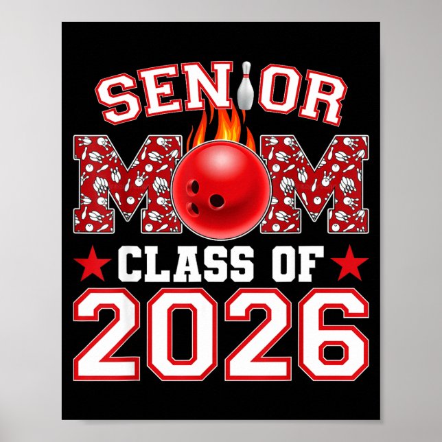 Senior Bowling-Mama 2026-Klasse Illustration Poster (Vorne)